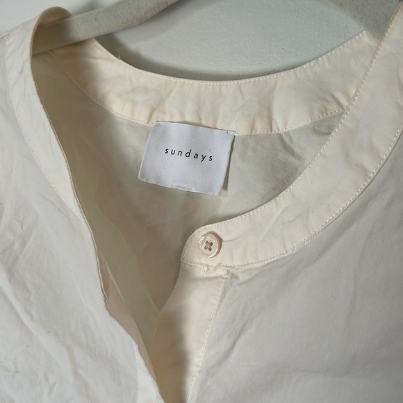 SUNDAYS manuella shirt ivory puff sleeve button down boho medium - Picture 3 of 6